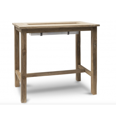 Table mange-debout / Planter Bar Table en teck recyclé
