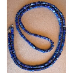 Sautoir, collier 120cm lapis-lazuli, perles carrées