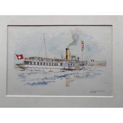 La Suisse, Sérigraphie du bateau vapeur de la flotte belle-époque CGN