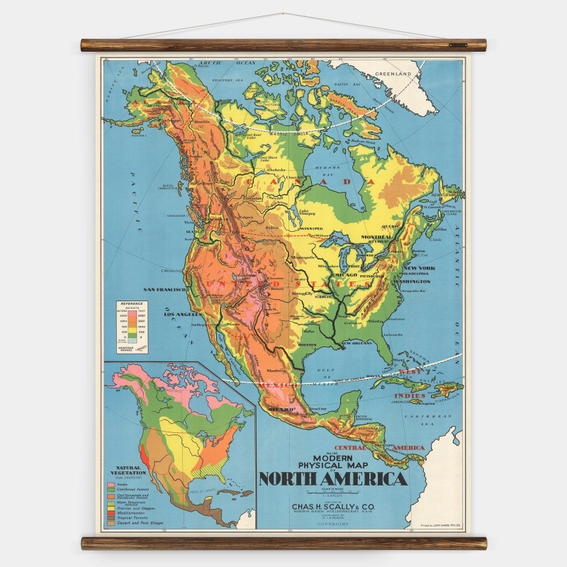 North America Wall Map Erstwhile