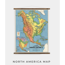North America Wall Map Erstwhile au mur