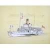 CGN Montreux Lithographie bateau vapeur