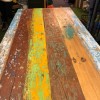 Table en bois de récupération de pirogues indonésiennes